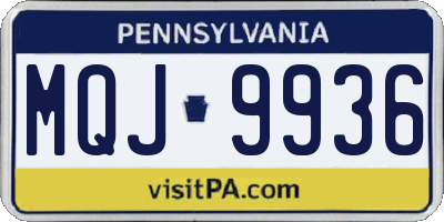 PA license plate MQJ9936