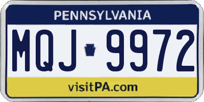PA license plate MQJ9972