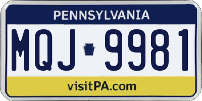 PA license plate MQJ9981