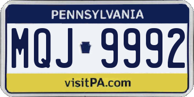 PA license plate MQJ9992