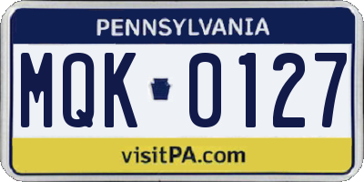 PA license plate MQK0127