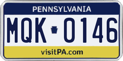 PA license plate MQK0146