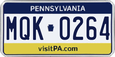 PA license plate MQK0264