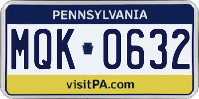 PA license plate MQK0632
