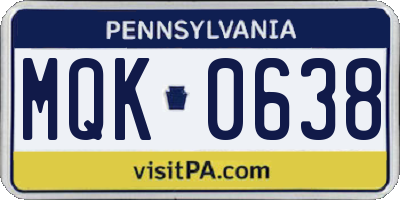 PA license plate MQK0638