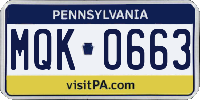 PA license plate MQK0663