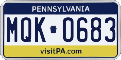 PA license plate MQK0683