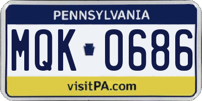 PA license plate MQK0686