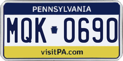 PA license plate MQK0690