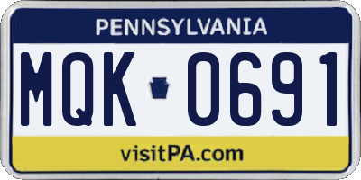 PA license plate MQK0691