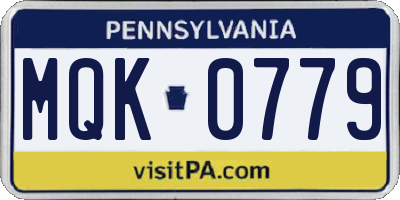 PA license plate MQK0779