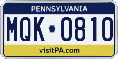 PA license plate MQK0810