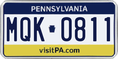 PA license plate MQK0811
