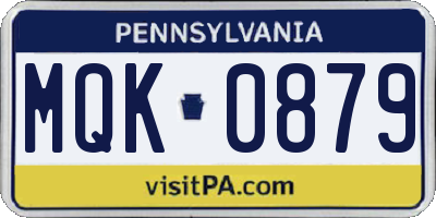 PA license plate MQK0879
