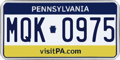 PA license plate MQK0975