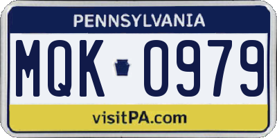 PA license plate MQK0979