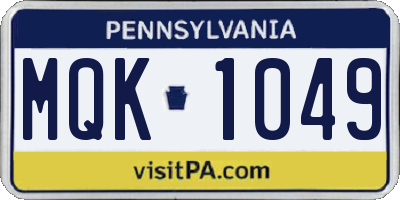 PA license plate MQK1049