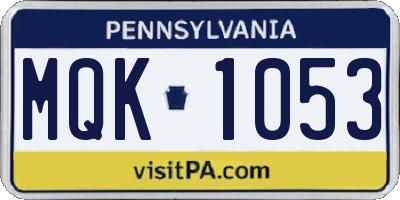 PA license plate MQK1053