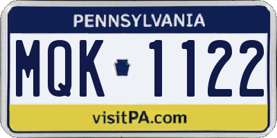 PA license plate MQK1122