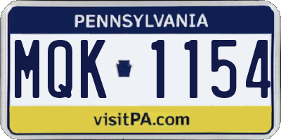 PA license plate MQK1154