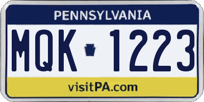 PA license plate MQK1223
