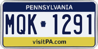 PA license plate MQK1291