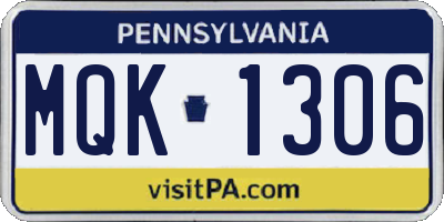 PA license plate MQK1306