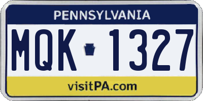 PA license plate MQK1327