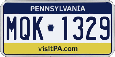 PA license plate MQK1329