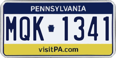 PA license plate MQK1341