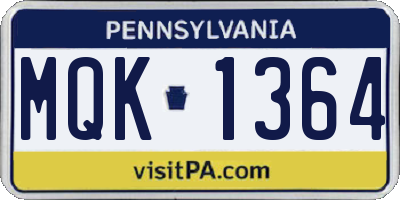 PA license plate MQK1364