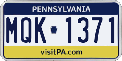 PA license plate MQK1371
