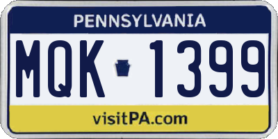 PA license plate MQK1399