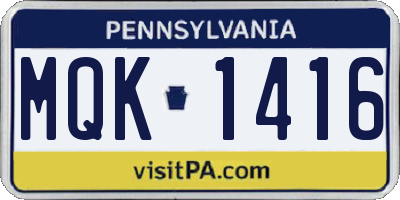 PA license plate MQK1416