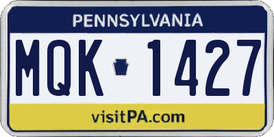 PA license plate MQK1427