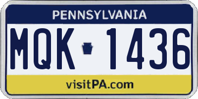PA license plate MQK1436