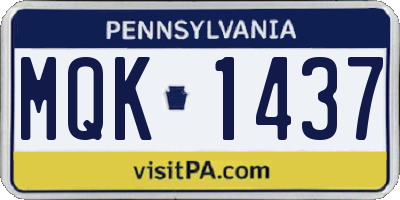 PA license plate MQK1437
