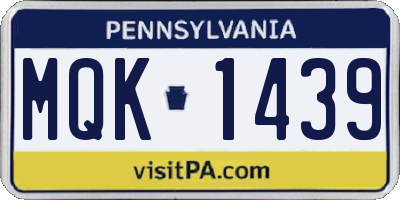 PA license plate MQK1439