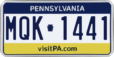 PA license plate MQK1441