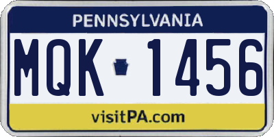 PA license plate MQK1456