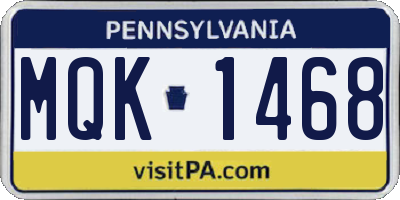PA license plate MQK1468