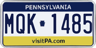 PA license plate MQK1485