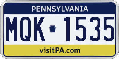 PA license plate MQK1535