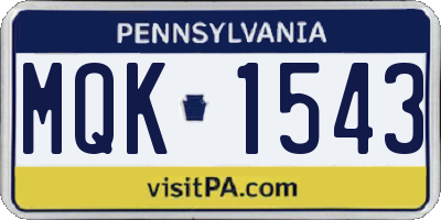 PA license plate MQK1543