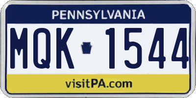 PA license plate MQK1544
