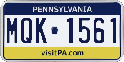 PA license plate MQK1561