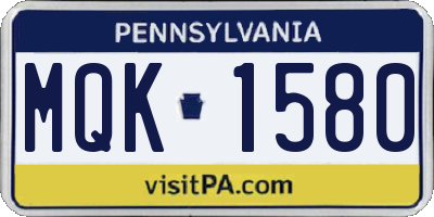 PA license plate MQK1580