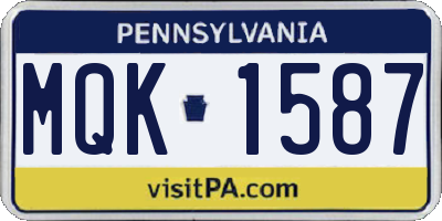 PA license plate MQK1587