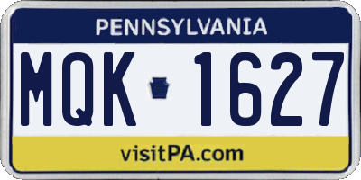 PA license plate MQK1627