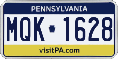 PA license plate MQK1628